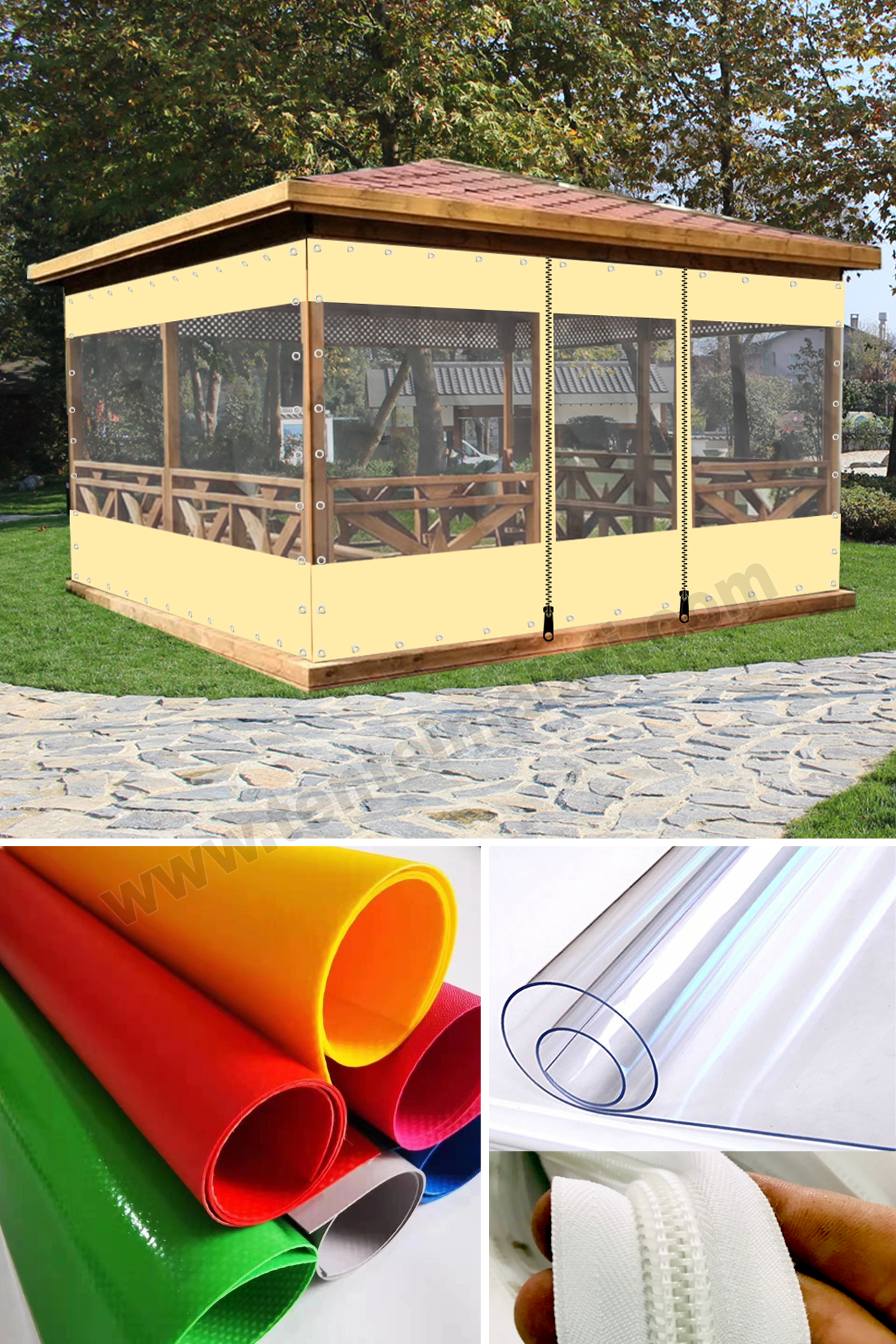 1.2 x 3 Metre Fermuarlı Şeffaf Branda - Fermuarlı Şeffaf Kamelya Brandası