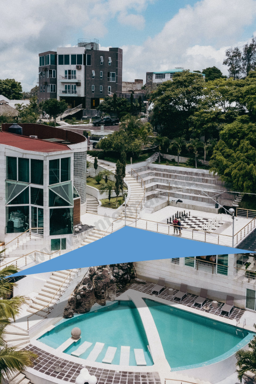 Yelken Tente 3x3x4.3 Metre - Su Geçirmez Üçgen Gölgelik Mavi Oxford Kumaş