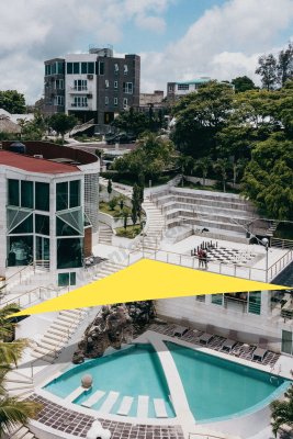 Yelken Tente 3x3x4.3 Metre - Su Geçirmez Üçgen Gölgelik Sarı Oxford Kumaş